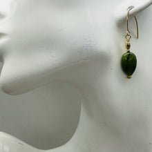 Load image into Gallery viewer, Nephrite Jade Briolette Bead 14K Gold Filled Earrings | Green | 1 1/4" Long |