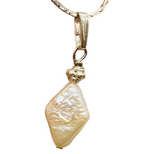 Load image into Gallery viewer, White Freshwater Pearl Pendant Sterling Silver Diamond Shape 14x10mm