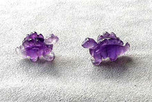 Load image into Gallery viewer, Dinosaur 2 Carved Amethyst Stegosaurus Beads 9258Amd | 21x11x8mm | Purple