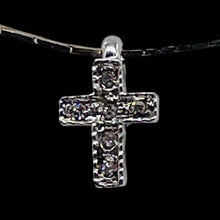 Load image into Gallery viewer, Tiny Sterling Silver Cubic Zirconia Cross | 1/2" Long | Silver | 1 Pendant |