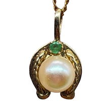 Load image into Gallery viewer, Pearl Emerald Horseshoe Pendant | 5/6" Long | White, Green | 1 Pendant |