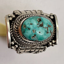 Load image into Gallery viewer, Turquoise Sterling Silver Oval and Heart Ring| Size 10 | Blue | 1 Ring |
