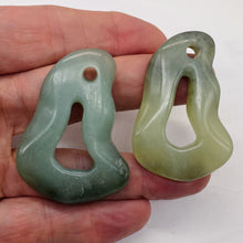 Load image into Gallery viewer, Serpentine New Jade 21g Irregular Loop Pendant Beads| 53x40x8mm | Green| 2 Beads