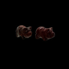 Load image into Gallery viewer, Piggies 2 Carved Brecciated Jasper Pig Beads | 23x16x11mm | Red