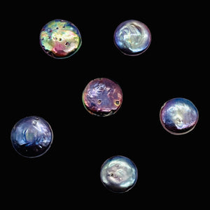 Ebony Rainbow Coin Pearls | 10-12mm | Lavender Blue Pink | 6 Pearls |
