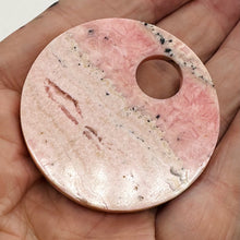 Load image into Gallery viewer, 1 Natural Lacy Pink Rhodochrosite 50mm Pi Circle Pendant