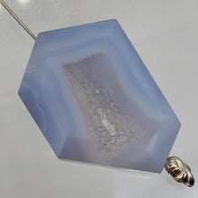 Load image into Gallery viewer, Druzy Blue Chalcedony Designer Pendant Bead | 37x28x10mm | Blue | 1 Bead |