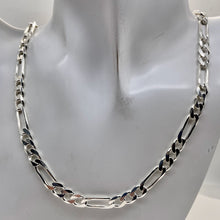 Load image into Gallery viewer, 30" Heavy Figaro Sterling Silver Chain Necklace | 7 mm Wide | 46 Grams |