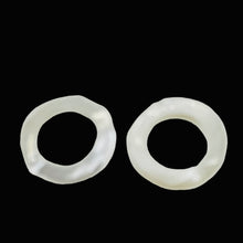 Load image into Gallery viewer, Mother of Pearl Round Carved Picture Frame Bead | 25x2mm | White | 2 Beads |