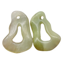 Load image into Gallery viewer, Serpentine New Jade 40g Irregular Loop 2 Pendant Beads | 56x40x9mm| Light Green|