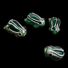 Load image into Gallery viewer, Frog Lampwork Glass Jumping Froggie Beads| 17x12x9mm | Forest Green | 4 Beads |