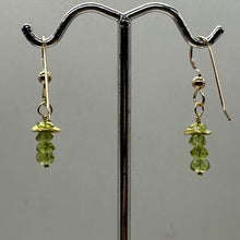 Load image into Gallery viewer, Peridot Natural Green Faceted Rondelle 14K Gold Filled Earrings | 1" Long |