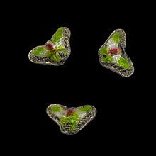 Load image into Gallery viewer, Spring Green Cloisonne Butterfly Pendant Beads | 16x10x6mm | 3 Beads |