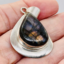 Load image into Gallery viewer, Labradorite Sterling Silver Goddess Pendant | 2" Long| Purple Orange flash | 1 |