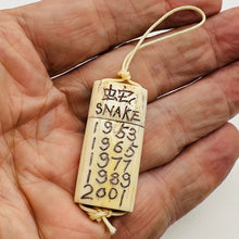Load image into Gallery viewer, Year of the Snake 2025 Skrimshaw Pendant | 1 1/2" Long| Cream, Brown, Blue, Red|