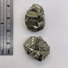 Load image into Gallery viewer, Pyrite Crystal Nugget Beads | 21x15 to 20x17mm | Silver Gold | 2 Beads |