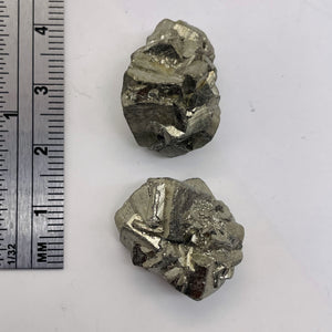 Pyrite Crystal Nugget Beads | 21x15 to 20x17mm | Silver Gold | 2 Beads |