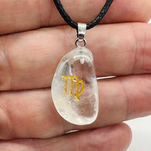 Load image into Gallery viewer, Zodiac Virgo Quartz Stone Oval Pendant | 1 1/2" Long | Clear | 1 Pendant |
