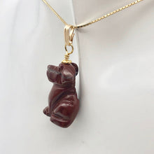 Load image into Gallery viewer, Red Jasper Dog Pendant Necklace | Semi Precious Stone Jewelry | 14k Pendant |