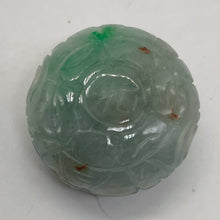 Load image into Gallery viewer, Jade Flat Round Chinese Character Inscribed Bead | 22x12mm| Green White| 1 Bead|