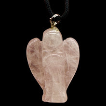 Load image into Gallery viewer, Pink Rose Quartz Angel Pendant Necklace Natural Gemstone 1 1/4 Inch