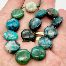 Load image into Gallery viewer, Seven Beads of Natural Chrysocolla 12mm Coin Beads 10421