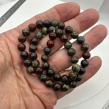 Load image into Gallery viewer, Dragon Blood or Bloodstone Round Bead Strand | 8mm | Green. Red | 48 Beads |