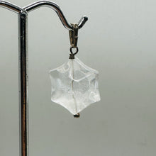 Load image into Gallery viewer, Hand Carved Clear Quartz Star Pendant Sterling Silver Crystal Necklace 1in