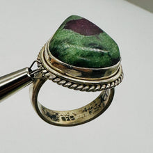 Load image into Gallery viewer, Pink Green Ruby Zoisite Gemstone Designer Sterling Silver Ring Size 6