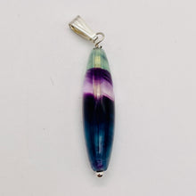 Load image into Gallery viewer, Fluorite Sterling Silver Navette Pendant| 2" Long | Purple Green | 1 Pendant |