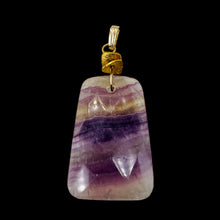 Load image into Gallery viewer, Fluorite 14K Gold Filled Wire Wrap Trapezoid Pendant| 2" Long | Purple, Clear |