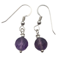 Load image into Gallery viewer, Royal Natural Untreated 8mm Faceted Amethyst Solid Sterling Silver Earrings