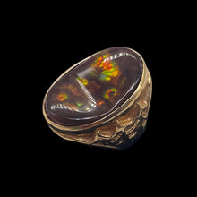 Load image into Gallery viewer, Natural Fire Agate 14K Gold Ring Size 7.75 Red Green Gold 25x15mm 15g