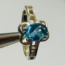 Load image into Gallery viewer, Blue Topaz Sterling Silver Ring Size 7 Natural Square Gemstone USA