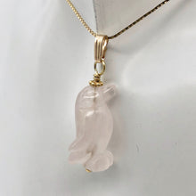 Load image into Gallery viewer, Rose Quartz Penguin Pendant Necklace|Semi Precious Stone Jewelry|14k Pendant