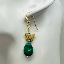 Load image into Gallery viewer, Malachite and Butterfly 14K Gold Filled Earrings | 1 3/4" Long | Green | 1 Pair