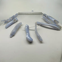 Load image into Gallery viewer, Blue Chalcedony Natural Beads 100g Strand | 63x7 to 43x9mm | 15 Beads |