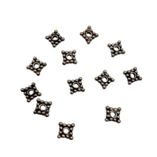 Load image into Gallery viewer, Square 12-Beaded Silver Bali Beads 6x6x1mm 003907