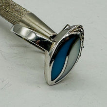 Load image into Gallery viewer, Turquoise Mother of Pearl Marcasite Sterling Silver Ring | Blue, White, Silver |