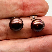 Load image into Gallery viewer, Fresh Water Pearls Silver Post Earrings | 10mm | Rosy Purple | 1 Pair |