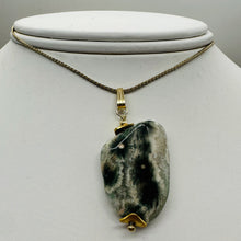 Load image into Gallery viewer, Ocean Jasper 14K Gold Filled Pendant| 1 5/8" Long| Gold, Green, Gray| 1 Pendant|