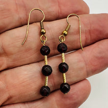 Load image into Gallery viewer, Rhodolite Garnet Faceted 14K Gold Filled Earrings | 1 3/4 inches long |