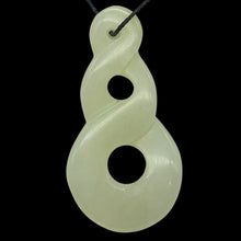 Load image into Gallery viewer, Hand Carved Natural Serpentine Infinity Pendant with Simple Black Cord 10821AA