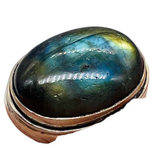 Load image into Gallery viewer, Labradorite Sterling Silver Oval Stone Ring | Size 6 | Blue Flash | 1 Ring |