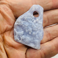 Load image into Gallery viewer, Druzy Blue Chalcedony Design Pendant Bead | 120cts | 47x34x10mm | 1 Bead |