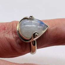 Load image into Gallery viewer, Moonstone Sterling Silver Teardrop Stone Ring | Size 9 | White Blue |