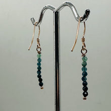 Load image into Gallery viewer, Sapphire AAA Faceted Bead Rose Gold Earrings | Blue, Dark Blue | 1 1/4" |