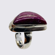 Load image into Gallery viewer, Gemstone Ruby Sterling Silver Half-Moon Ring | Size 7 | Red | Ring |