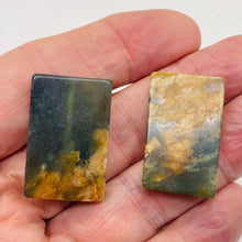 Load image into Gallery viewer, Jade Flowering Flat Rectangle Beads| 31x20x6mm | Pinkish brown green | 2 Beads|