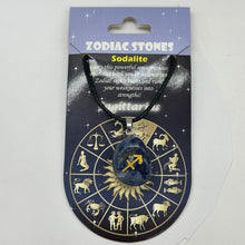 Load image into Gallery viewer, Zodiac Sagittarius Sodalite Stone Pendant | 1 1/2" Long| Blue, White| 1 Pendant|